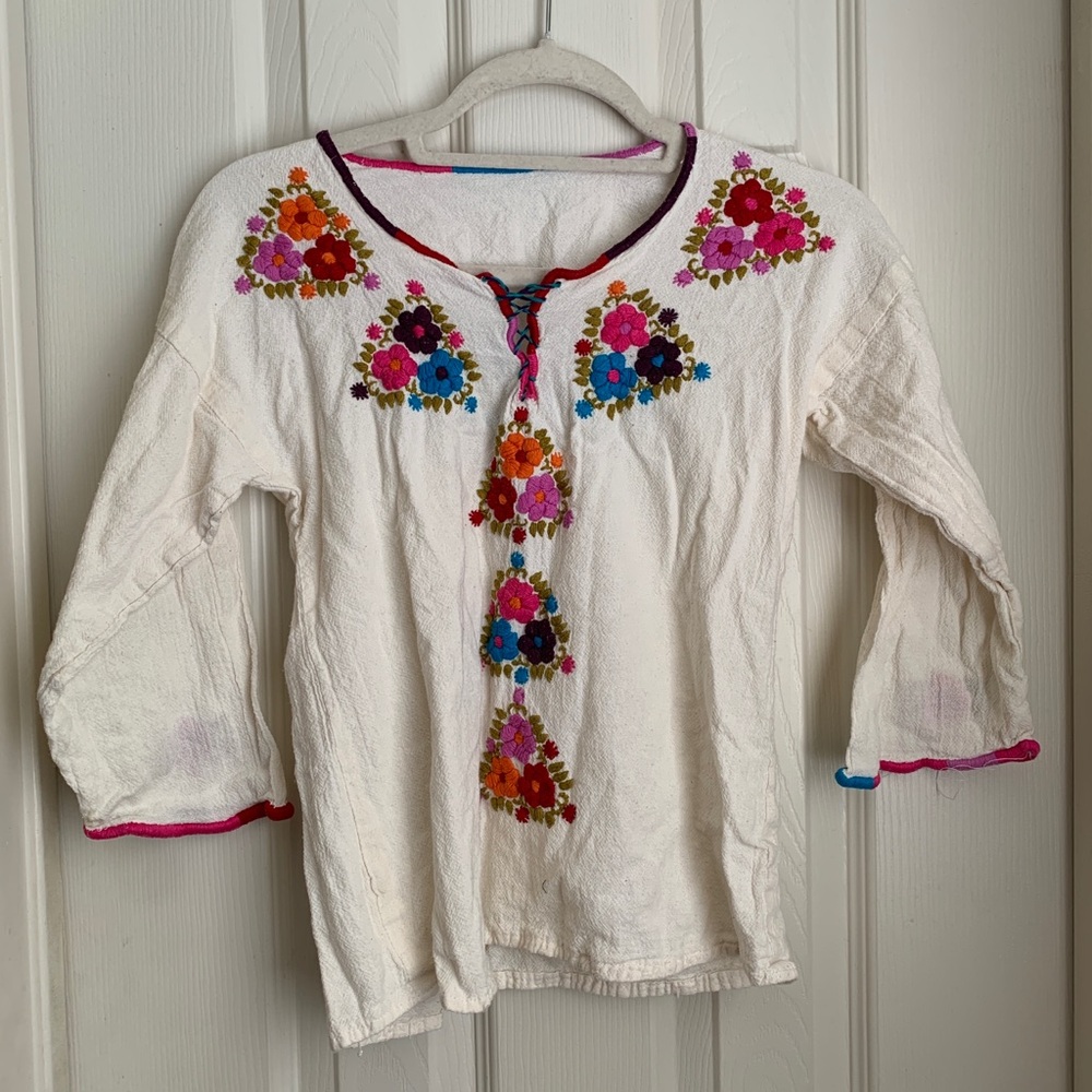Girls' Embroidered Floral Long-Sleeve Top - Cream